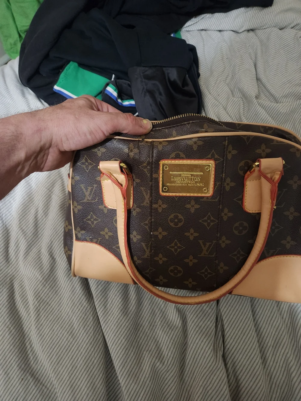 Louis Vuitton Brown Monogram Satchel with Natural Leather Trim - Picture 2 of 4